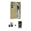 MARSİLYAN™- Galaxy S24 Ultra Kılıf Eksen Çizgi - Şeffaf 360 Full Body Arka Koruyucu + PVD Metal Kamera Lens - DNMR