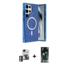 MARSİLYAN™- Galaxy S24 Ultra Kılıf Eksen Çizgi - Şeffaf 360 Full Body Arka Koruyucu + PVD Metal Kamera Lens - PE