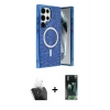 MARSİLYAN™- Galaxy S24 Ultra Kılıf Eksen Çizgi - Şeffaf 360 Full Body Arka Koruyucu + Kamera Lens Koruma Cam - SF