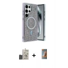 MARSİLYAN™- Galaxy S24 Ultra Kılıf Eksen Çizgi - Siyah AutoKit 5in1 Fiber Hayalet Polymer Nano Ekran Koruyucu + Bilvis Titan Kamera Lens - DNMR