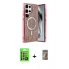 MARSİLYAN™- Galaxy S24 Ultra Kılıf Eksen Çizgi - Siyah AutoKit 5in1 Fiber Hayalet Polymer Nano Ekran Koruyucu + Raze Metal Kamera Lens - GS