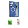 MARSİLYAN™- Galaxy S24 Ultra Kılıf Eksen Çizgi - Siyah AutoKit 5in1 Fiber Polymer Nano Ekran Koruyucu + Raze Metal Kamera Lens - MR