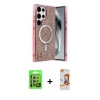 MARSİLYAN™- Galaxy S24 Ultra Kılıf Eksen Çizgi - Siyah AutoKit 5in1 Fiber Polymer Nano Ekran Koruyucu + Raze Metal Kamera Lens - MR