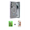 MARSİLYAN™- Galaxy S24 Ultra Kılıf Eksen Çizgi - Siyah AutoKit 5in1 Fiber Polymer Nano Ekran Koruyucu + Raze Metal Kamera Lens - GI