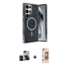 MARSİLYAN™- Galaxy S24 Ultra Kılıf Eksen Çizgi - Siyah AutoKit 5in1 Fiber Polymer Nano Ekran Koruyucu + PVD Metal Kamera Lens - SH