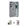 MARSİLYAN™- Galaxy S24 Ultra Kılıf Eksen Çizgi - Siyah Bilvis 3D Cam Ekran Koruyucu + Bilvis Titan Kamera Lens - GD