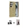 MARSİLYAN™- Galaxy S24 Ultra Kılıf Eksen Çizgi - Siyah Bilvis Hayalet Cam Ekran Koruyucu + PVD Metal Kamera Lens - DNMR