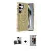 MARSİLYAN™- Galaxy S24 Ultra Kılıf Eksen Çizgi - Siyah Bilvis Hayalet Cam Ekran Koruyucu + PVD Metal Kamera Lens - DNMR