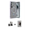 MARSİLYAN™- Galaxy S24 Ultra Kılıf Eksen Çizgi - Siyah Bilvis Hayalet Cam Ekran Koruyucu + PVD Metal Kamera Lens - DNMR