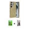 MARSİLYAN™- Galaxy S24 Ultra Kılıf Eksen Çizgi - Siyah Bilvis Hayalet Cam Ekran Koruyucu + Raze Metal Kamera Lens - GS