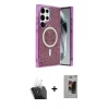 MARSİLYAN™- Galaxy S24 Ultra Kılıf Eksen Çizgi - Siyah Bilvis Hayalet Cam Ekran Koruyucu + Kamera Lens Koruma Cam - SF