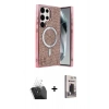 MARSİLYAN™- Galaxy S24 Ultra Kılıf Eksen Çizgi - Siyah Bilvis Hayalet Cam Ekran Koruyucu + Kamera Lens Koruma Cam - SF