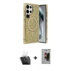 MARSİLYAN™- Galaxy S24 Ultra Kılıf Eksen Çizgi - Siyah Bilvis Hayalet Cam Ekran Koruyucu + Kamera Lens Koruma Cam - SF