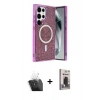 MARSİLYAN™- Galaxy S24 Ultra Kılıf Eksen Çizgi - Siyah Bilvis Hayalet Cam Ekran Koruyucu + Kamera Lens Koruma Cam - SF