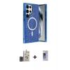 MARSİLYAN™- Galaxy S24 Ultra Kılıf Eksen Çizgi - Siyah Durable Full Glue Curved Cam + Bilvis Titan Kamera Lens - GD