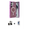 MARSİLYAN™- Galaxy S24 Ultra Kılıf Eksen Çizgi - Siyah Durable Full Glue Curved Cam + PVD Metal Kamera Lens - GD