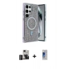 MARSİLYAN™- Galaxy S24 Ultra Kılıf Eksen Çizgi - Siyah Durable Full Glue Curved Cam + PVD Metal Kamera Lens - DNMR