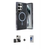 MARSİLYAN™- Galaxy S24 Ultra Kılıf Eksen Çizgi - Siyah Durable Full Glue Curved Cam + PVD Metal Kamera Lens - DNMR