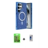 MARSİLYAN™- Galaxy S24 Ultra Kılıf Eksen Çizgi - Siyah Durable Full Glue Curved Hayalet Cam + Raze Metal Kamera Lens - MR