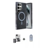 MARSİLYAN™- Galaxy S24 Ultra Kılıf Eksen Çizgi - Siyah Joko Magic 5D Cam + PVD Metal Kamera Lens - PE