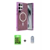 MARSİLYAN™- Galaxy S24 Ultra Kılıf Eksen Çizgi - Siyah Joko Magic 5D Cam + Raze Metal Kamera Lens - SH