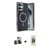 MARSİLYAN™- Galaxy S24 Ultra Kılıf Eksen Çizgi - Siyah Joko Magic 5D Hayalet Cam + PVD Metal Kamera Lens - DNMR