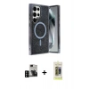 MARSİLYAN™- Galaxy S24 Ultra Kılıf Eksen Çizgi - Siyah Joko Magic 5D Hayalet Cam + PVD Metal Kamera Lens - SH