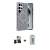 MARSİLYAN™- Galaxy S24 Ultra Kılıf Eksen Çizgi - Siyah Polymer Nano Ekran Koruyucu + PVD Metal Kamera Lens - DNMR