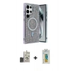 MARSİLYAN™- Galaxy S24 Ultra Kılıf Eksen Çizgi - Siyah Polymer Nano Ekran Koruyucu + Bilvis Titan Kamera Lens - GD