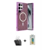 MARSİLYAN™- Galaxy S24 Ultra Kılıf Eksen Çizgi - Siyah Polymer Nano Ekran Koruyucu + Kamera Lens Koruma Cam - SF