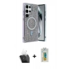 MARSİLYAN™- Galaxy S24 Ultra Kılıf Eksen Çizgi - Siyah Polymer Nano Ekran Koruyucu + Kamera Lens Koruma Cam - SF