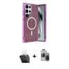 MARSİLYAN™- Galaxy S24 Ultra Kılıf Eksen Çizgi - Siyah Vanessa Magic Hayalet Cam + Kamera Lens Koruma Cam - SF