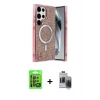 MARSİLYAN™- Galaxy S24 Ultra Kılıf Eksen Çizgi - Siyah Vanessa Magic Hayalet Cam + Raze Metal Kamera Lens - SH