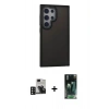 MARSİLYAN™- Galaxy S24 Ultra Kılıf Eksen Işık - Şeffaf 360 Full Body Arka Koruyucu + PVD Metal Kamera Lens - DNMR
