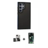 MARSİLYAN™- Galaxy S24 Ultra Kılıf Eksen Işık - Şeffaf 360 Full Body Arka Koruyucu + PVD Metal Kamera Lens - DNMR