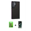 MARSİLYAN™- Galaxy S24 Ultra Kılıf Eksen Işık - Şeffaf 360 Full Body Arka Koruyucu + Raze Metal Kamera Lens - MR