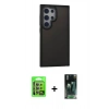 MARSİLYAN™- Galaxy S24 Ultra Kılıf Eksen Işık - Şeffaf 360 Full Body Arka Koruyucu + Raze Metal Kamera Lens - MR