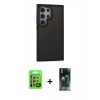 MARSİLYAN™- Galaxy S24 Ultra Kılıf Eksen Işık - Şeffaf 360 Full Body Arka Koruyucu + Raze Metal Kamera Lens - GS