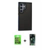 MARSİLYAN™- Galaxy S24 Ultra Kılıf Eksen Işık - Şeffaf 360 Full Body Arka Koruyucu + Raze Metal Kamera Lens - GS