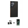MARSİLYAN™- Galaxy S24 Ultra Kılıf Eksen Işık - Şeffaf 360 Full Body Arka Koruyucu + PVD Metal Kamera Lens - SH