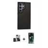 MARSİLYAN™- Galaxy S24 Ultra Kılıf Eksen Işık - Şeffaf 360 Full Body Arka Koruyucu + PVD Metal Kamera Lens - SH