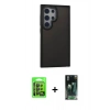MARSİLYAN™- Galaxy S24 Ultra Kılıf Eksen Işık - Şeffaf 360 Full Body Arka Koruyucu + Raze Metal Kamera Lens - SH
