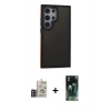MARSİLYAN™- Galaxy S24 Ultra Kılıf Eksen Işık - Siyah 360 Mat Full Body Arka Koruyucu + Bilvis Titan Kamera Lens - DNMR