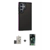 MARSİLYAN™- Galaxy S24 Ultra Kılıf Eksen Işık - Siyah 360 Mat Full Body Arka Koruyucu + Bilvis Titan Kamera Lens - DNMR