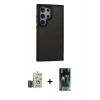 MARSİLYAN™- Galaxy S24 Ultra Kılıf Eksen Işık - Siyah 360 Mat Full Body Arka Koruyucu + Bilvis Titan Kamera Lens - DNMR