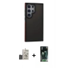 MARSİLYAN™- Galaxy S24 Ultra Kılıf Eksen Işık - Siyah 360 Mat Full Body Arka Koruyucu + Bilvis Titan Kamera Lens - DNMR