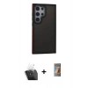 MARSİLYAN™- Galaxy S24 Ultra Kılıf Eksen Işık - Siyah AutoKit 5in1 Fiber Hayalet Polymer Nano Ekran Koruyucu + Kamera Lens Koruma Cam - SF