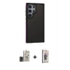 MARSİLYAN™- Galaxy S24 Ultra Kılıf Eksen Işık - Siyah Bilvis 3D Cam Ekran Koruyucu + Bilvis Titan Kamera Lens - SH