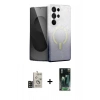 MARSİLYAN™- Galaxy S24 Ultra Kılıf Eksen Minimal Özel Seri - Şeffaf 360 Full Body Arka Koruyucu + Bilvis Titan Kamera Lens - SH