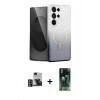 MARSİLYAN™- Galaxy S24 Ultra Kılıf Eksen Minimal Özel Seri - Şeffaf 360 Full Body Arka Koruyucu + PVD Metal Kamera Lens - GD